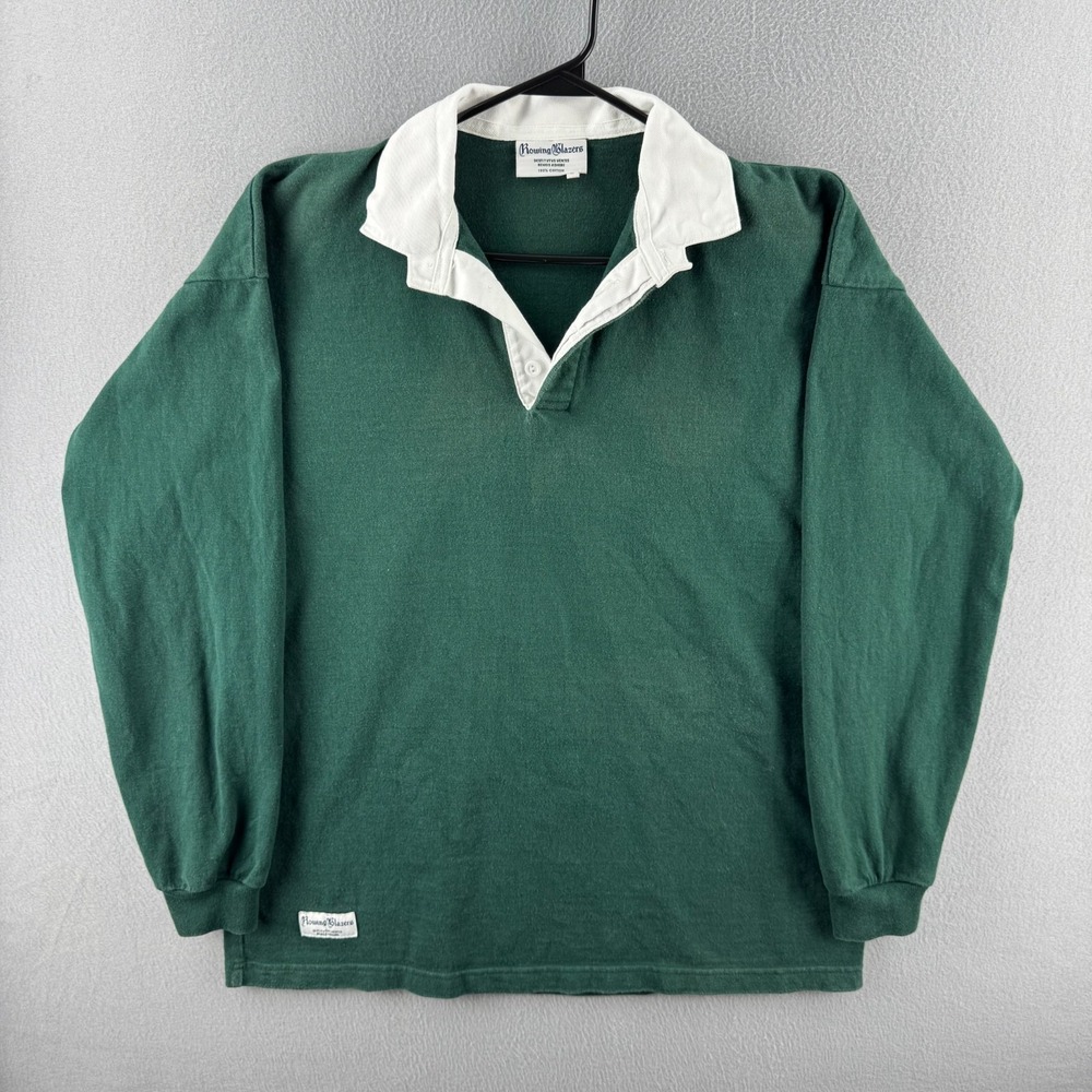 Rowing Blazers Rugby Shirt Mens Large Green Heavy Cotton Polo Destivtvs Ventis